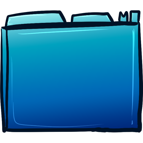 A blue folder with gradients from lighter blue at the top to darker blue at the bottom.